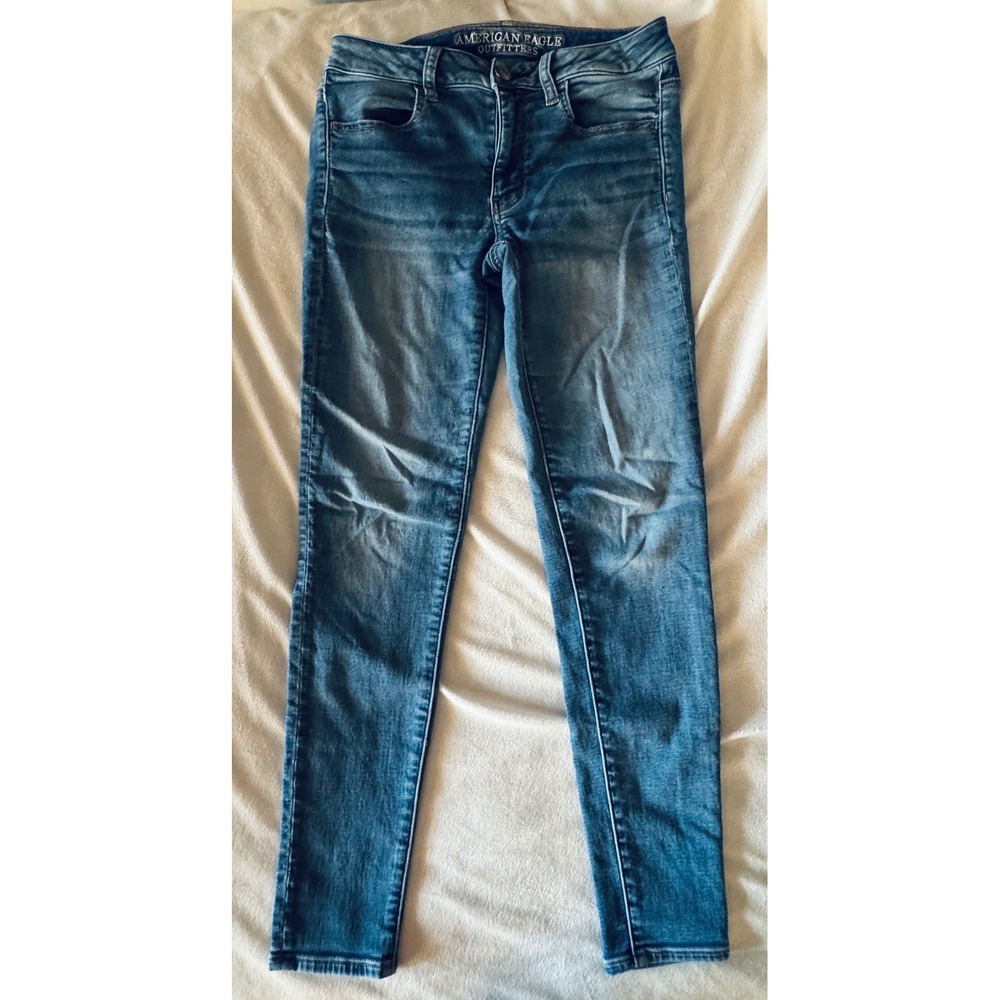 American Eagle Super Stretch Skinny Jeans Medium Wash Blue Womens Size 6 Regular